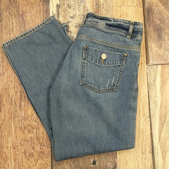 Banana Republic Selvedge Denim Wide Straight Leg Jeans 34" Waist 28" Inseam - Picture 2 of 8